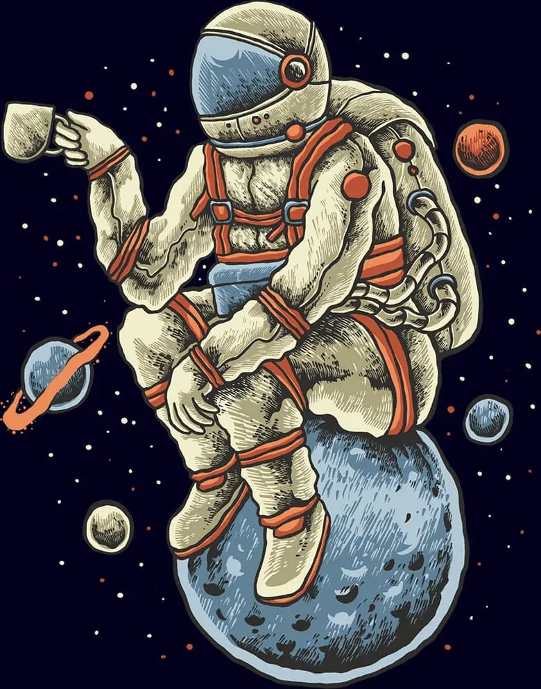 Astronaut with coffee