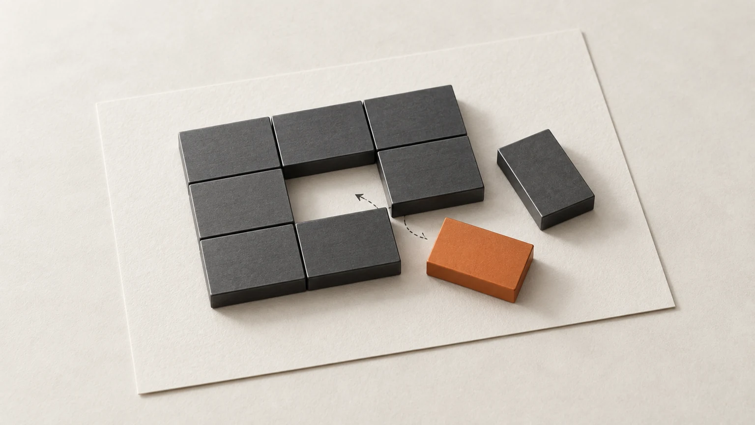 One orange replacement module sits beside an otherwise intact graphite assembly.
